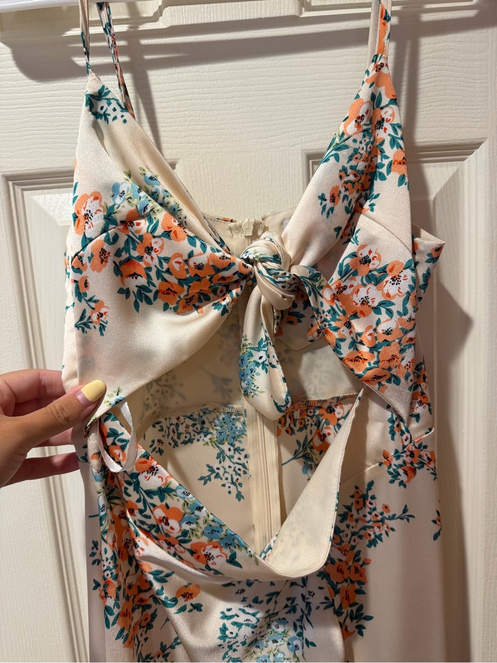 Petal & Pup Cream Maxi Dress with Teal & Orange Floral Print - Picture 2 of 4